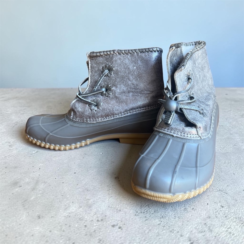 Jack Rogers Gray Kids Duck Boots with Velvet Upper